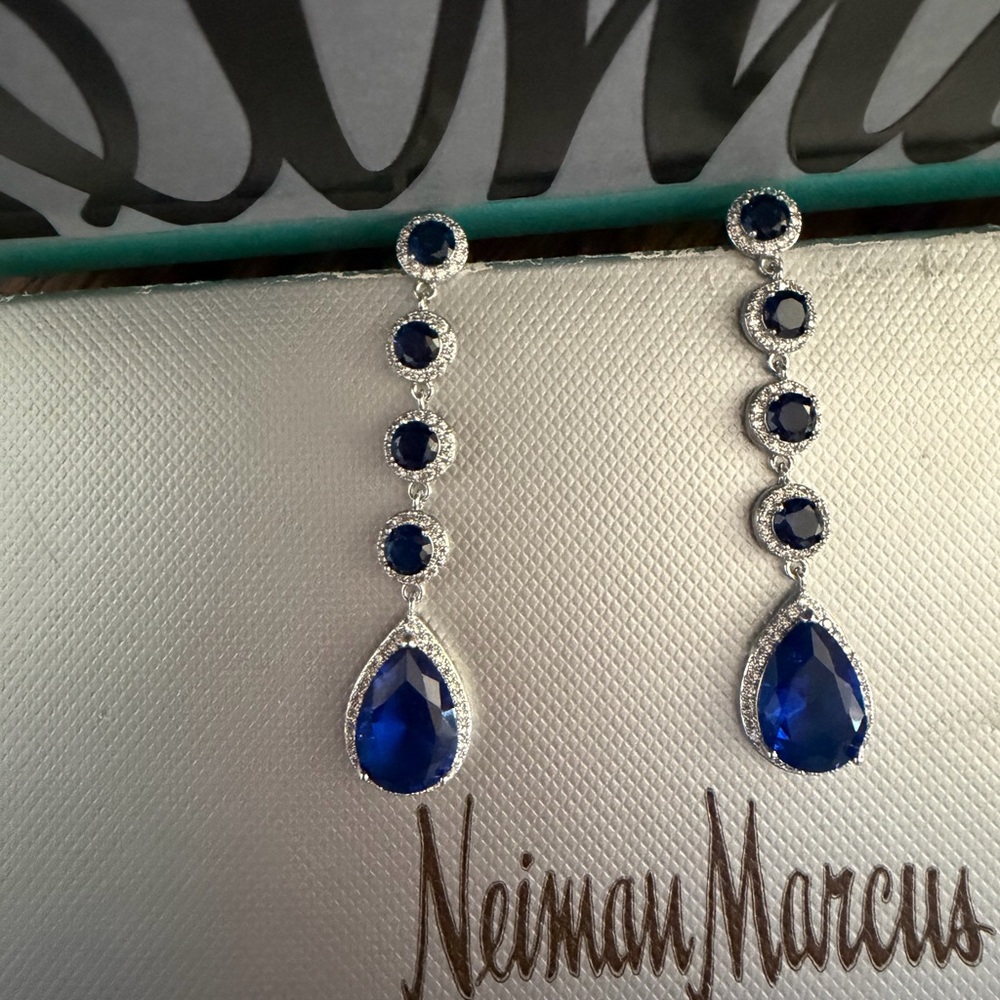 Luxury Sapphire Blue Earrings 14k gold